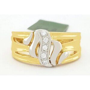 Created White Sapphires Ring 14k Yellow Gold